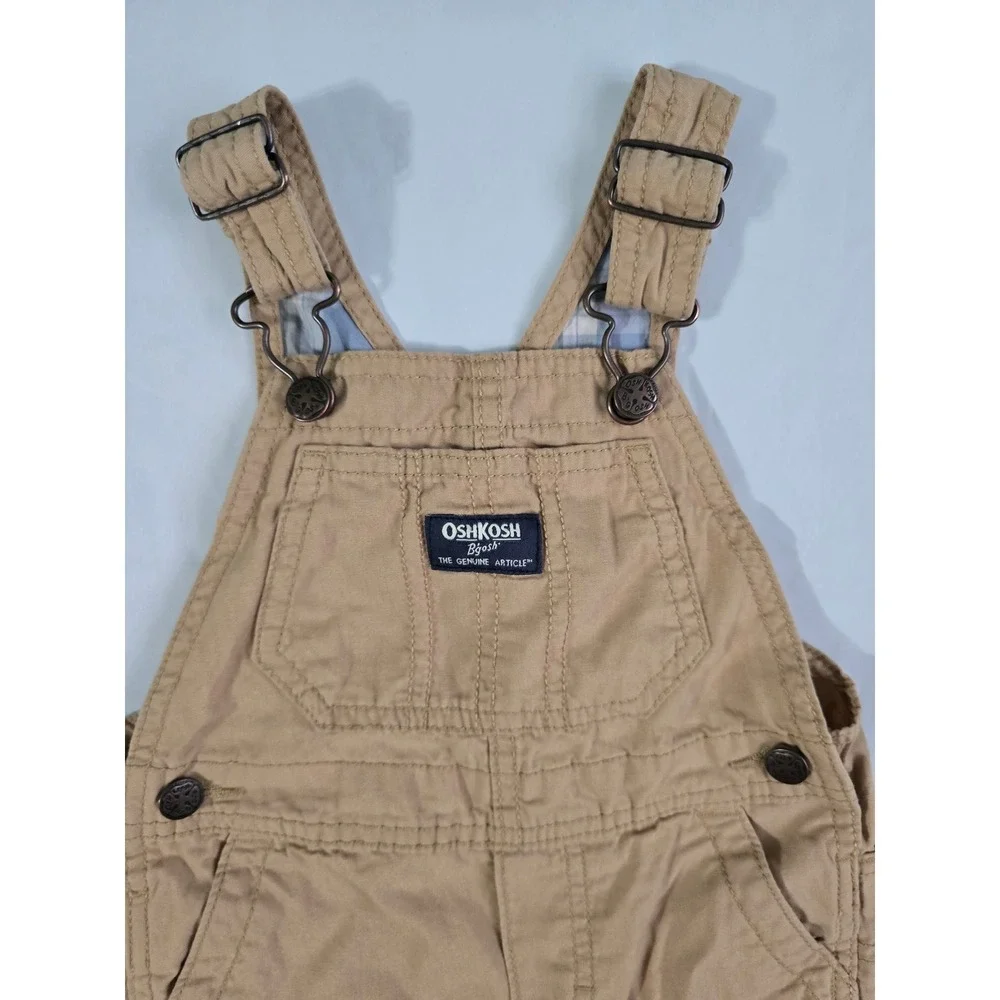 OshKosh Bgosh Toddler Boys Khaki Canvas Overalls Tan 18M 1T273010